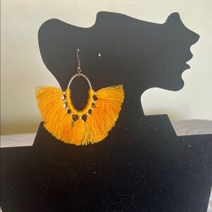 Vibrant Yellow Tassel Earrings